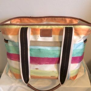Coach Hampton Watercolor Pastel Stripes Diaper Bag
